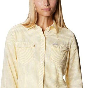 🆕Columbia Women's Camp Henry™ II LS Shirt, Sun Glow Vertical Stripe, Brand NEW